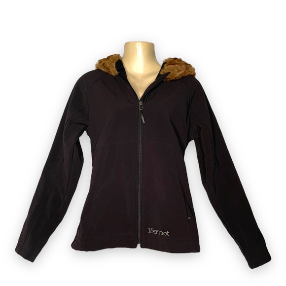 Marmot Jacket Furlong Sofshell Faux Fur Hood Coat Parka Women Outdoor S - Picture 1 of 6